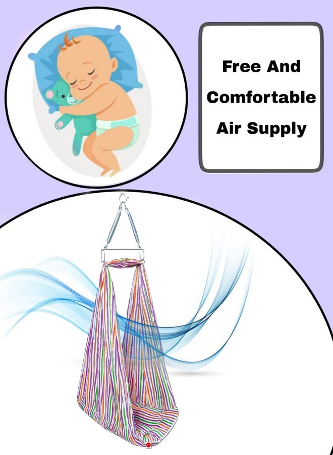 VParents Neonate Baby Swing Cradle with Mosquito Net and Spring(Purple) - Image 2